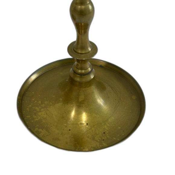 Vintage Solid Brass Candle Holders with Dish Style Base Matched Set - Picture 3 of 10